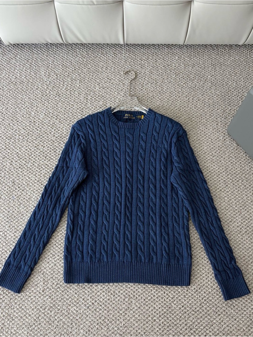 Polo by Ralph Lauren Men's Cable Crewneck Sweater in Navy
